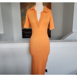 Caroline Constas Vibrant Orange Maxi Dress Size M